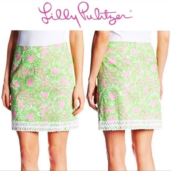 Lilly Pulitzer Skirt Green Pink 0 - Picture 1 of 5